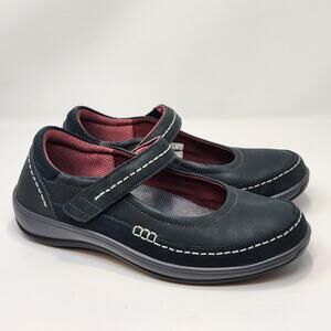 OrthoFeet Athens Blue Leather Mary Jane Comfort Flats Women Size 10.5 M Shoes
